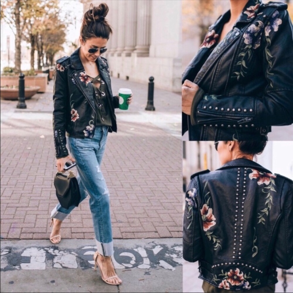 ❤️BLANK NYC EMBROIDERED STUD MOTO  DETAIL JACKET